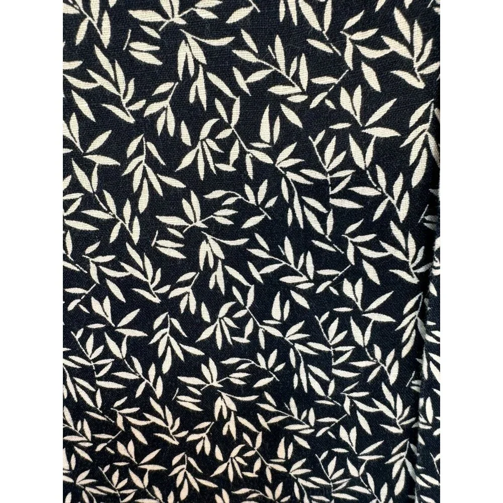 Banana Republic Slim Fit XL Navy & White Leaf Print Linen Blend Long Sleeve Butt